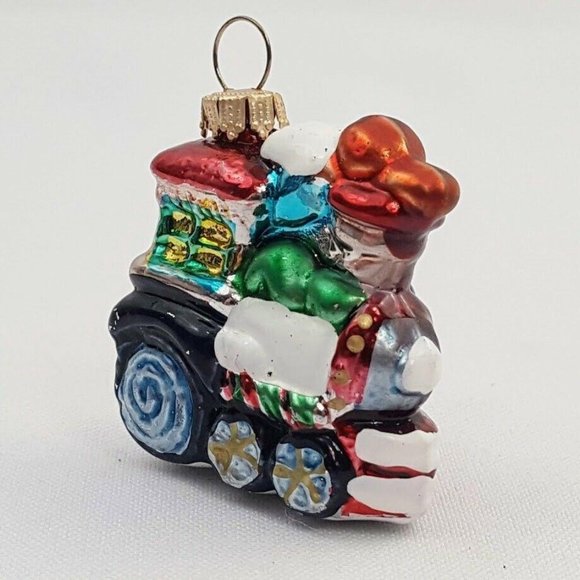 Christmas Tree Ornament Mini Train European Blown Glass Railroad Locomotive - Picture 5 of 9
